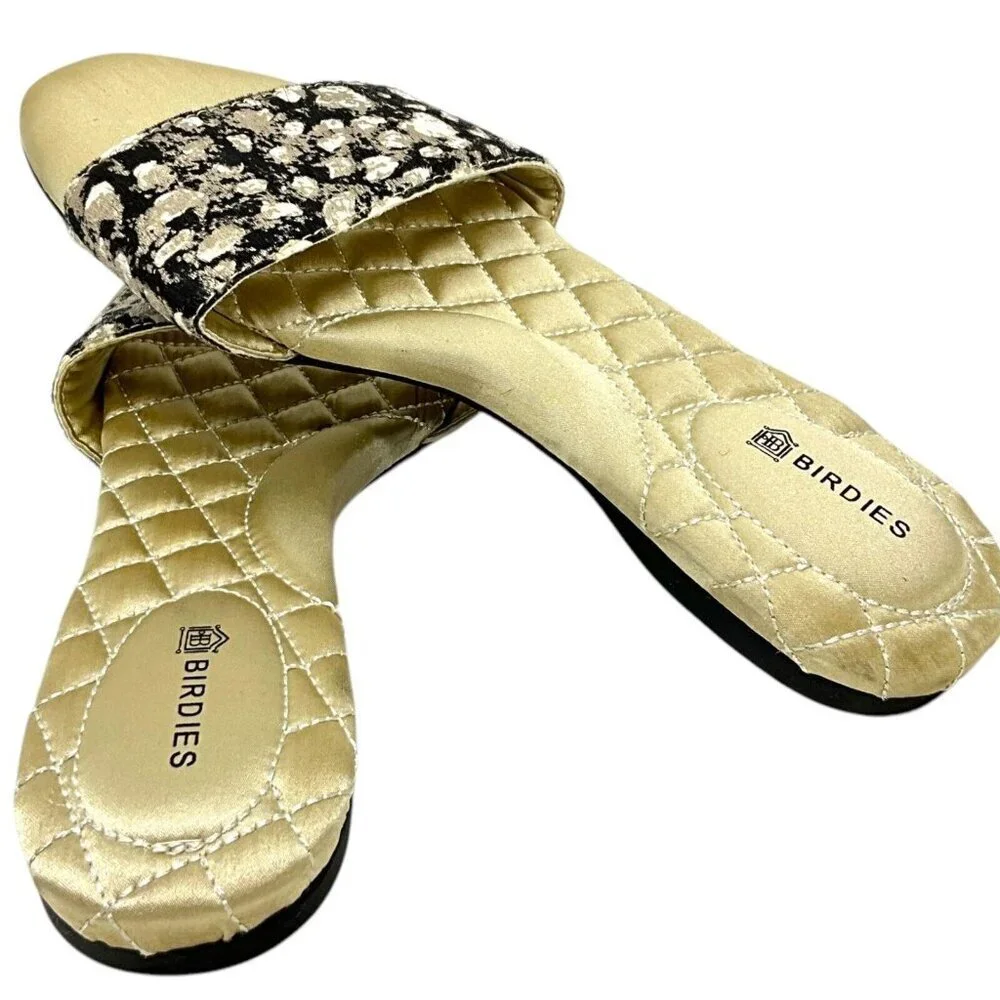 Birdies Women Slide Sandals The Sparrow Size US 6.5 Champagne Gold Silver Shadow - Picture 4 of 7